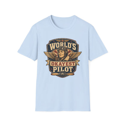 T-Shirt — "World's Okayest Pilot" Vintage Aviator Graphic