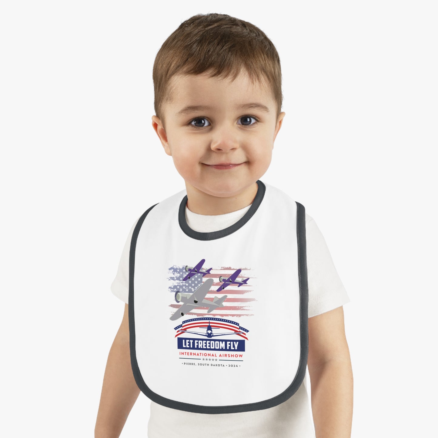 Let Freedom Fly International Airshow Baby Contrast Trim Jersey Bib