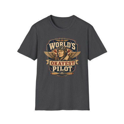 T-Shirt — "World's Okayest Pilot" Vintage Aviator Graphic