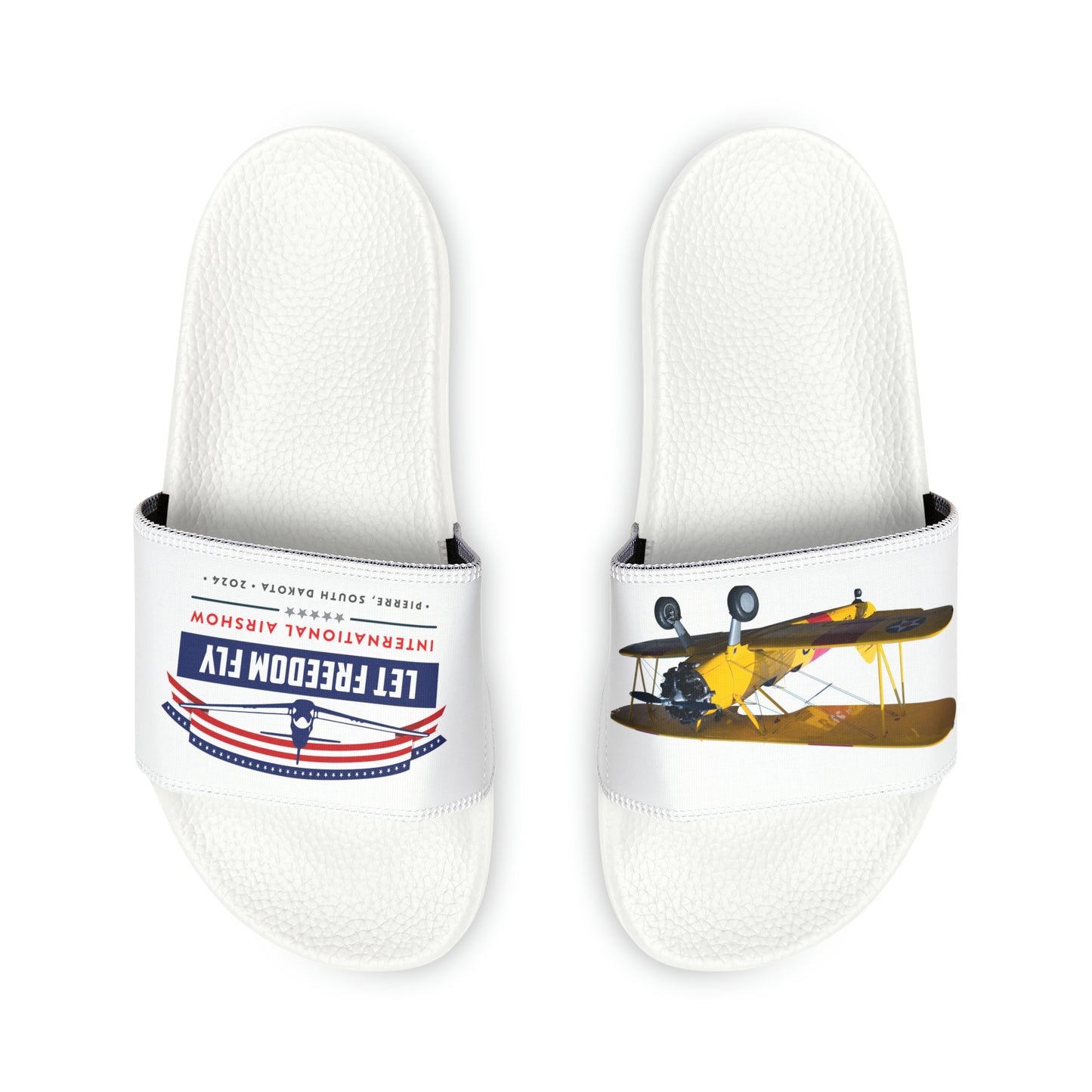 Let Freedom Fly International Airshow Youth PU Slide Sandals - Stearman