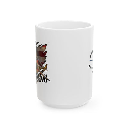 APWO P38 Lightning Logo Ceramic Mug, (15oz)