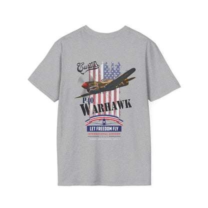 Let Freedom Fly P-40 Warhawk Version 2 T-Shirt Unisex Softstyle T-Shirt