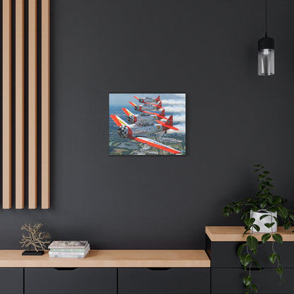 AeroShell Aerobatic Team Canvas Print — Tight Formation Planes Stretched Matte