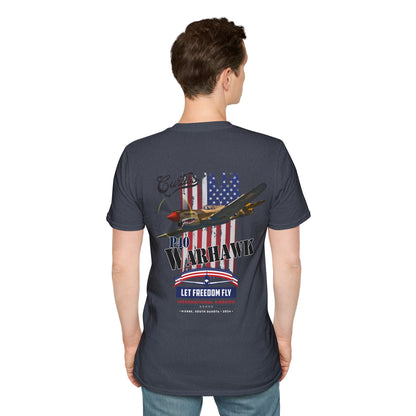 Let Freedom Fly P-40 Warhawk Version 2 T-Shirt Unisex Softstyle T-Shirt