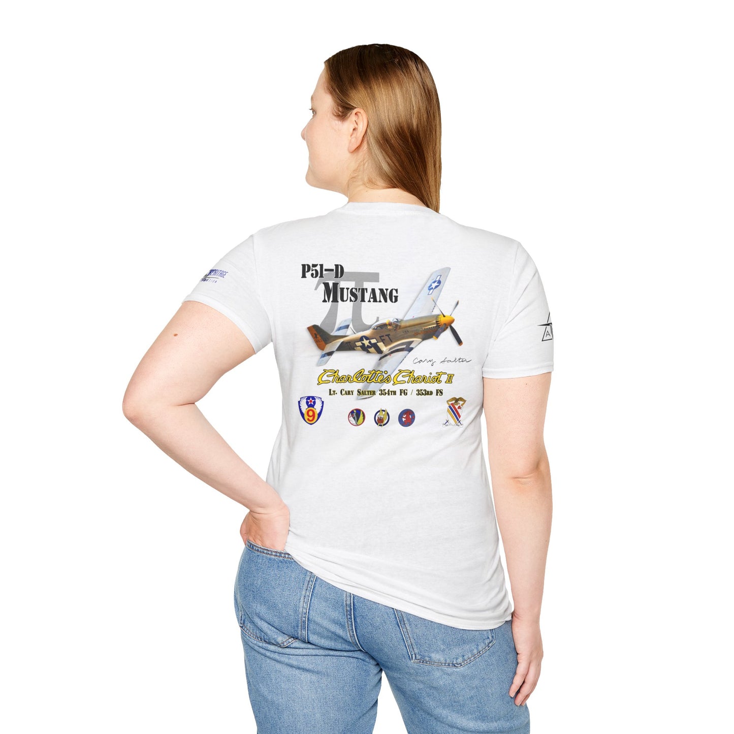 Southern Heritage Aviation Foundation P51 Mustang Charlotte's Chariot II Unisex Softstyle T-Shirt