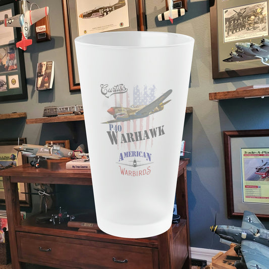 American Warbirds P-40 Warhawk Frosted Pint Glass, 16oz