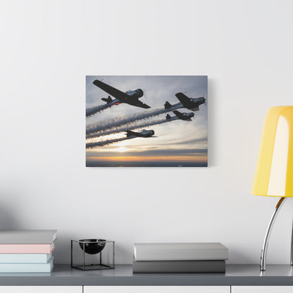 TIAN Team at Sunset Canvas Print — Tight Formation Planes Stretched Matte