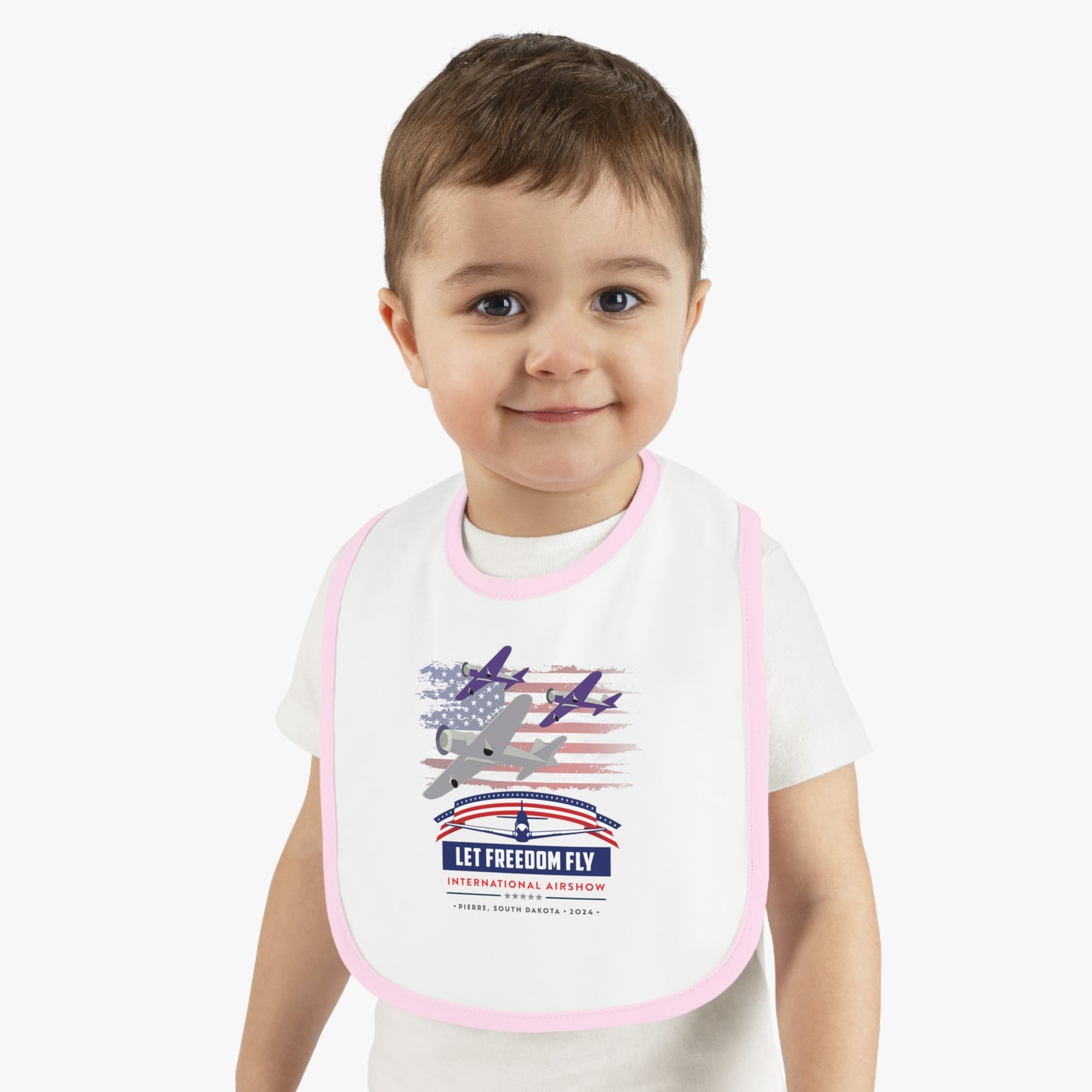 Let Freedom Fly International Airshow Baby Contrast Trim Jersey Bib