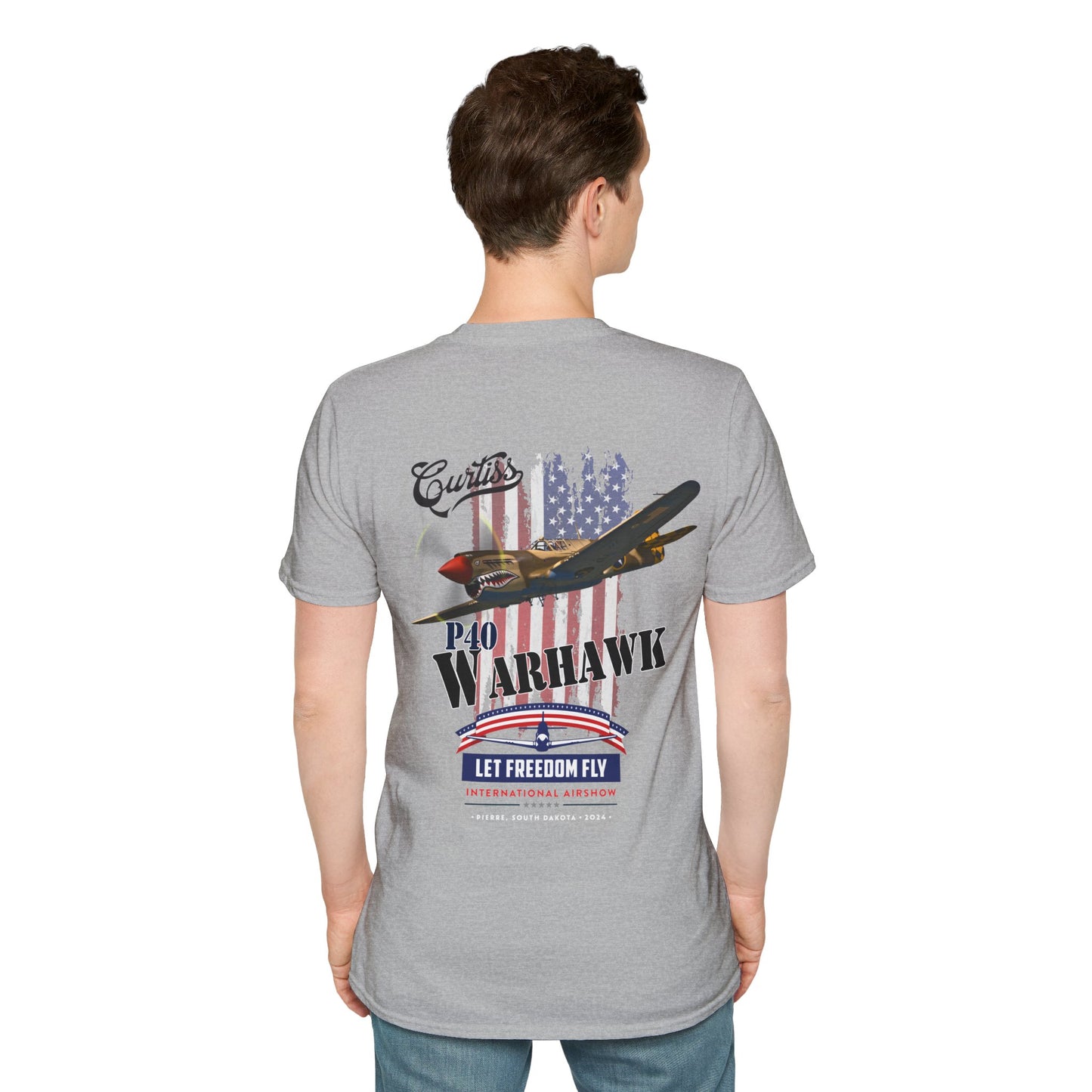 Let Freedom Fly P-40 Warhawk Version 2 T-Shirt Unisex Softstyle T-Shirt