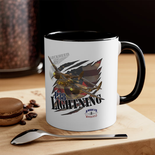 American Warbirds P38 Lightning Accent Coffee Mug, 11oz