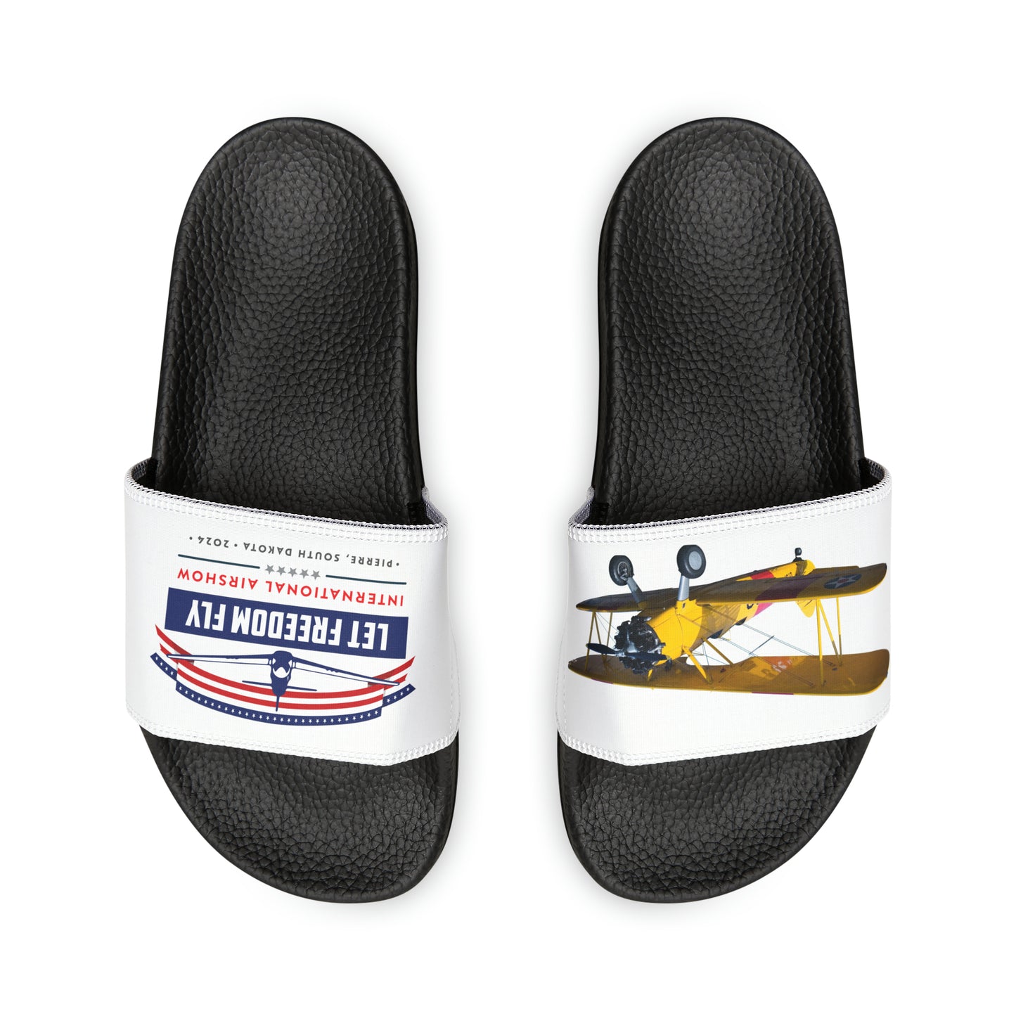 Let Freedom Fly International Airshow Youth PU Slide Sandals - Stearman