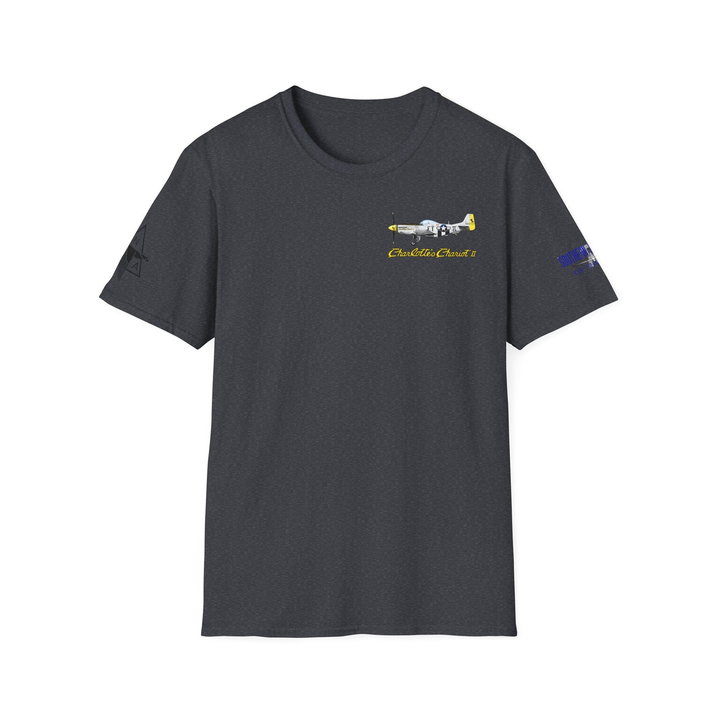 Southern Heritage Aviation Foundation P51 Mustang Charlotte's Chariot II Unisex Softstyle T-Shirt