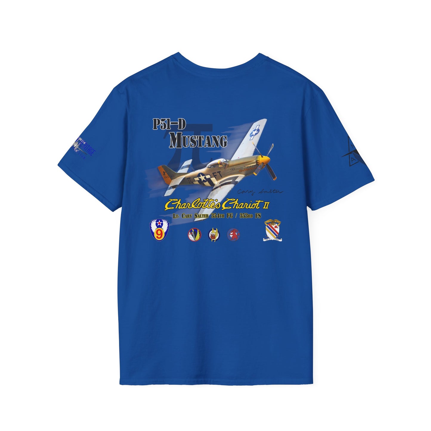 Southern Heritage Aviation Foundation P51 Mustang Charlotte's Chariot II Unisex Softstyle T-Shirt