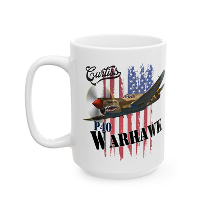 APWO P40 Warhawk Logo Ceramic Mug, (15oz)