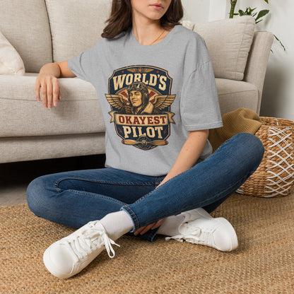 T-Shirt — "World's Okayest Pilot" Vintage Aviator Graphic