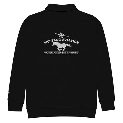 Mustang Aviation Unisex Dark Colors Embroidered fleece pullover