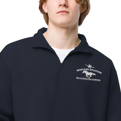 Mustang Aviation Unisex Dark Colors Embroidered fleece pullover